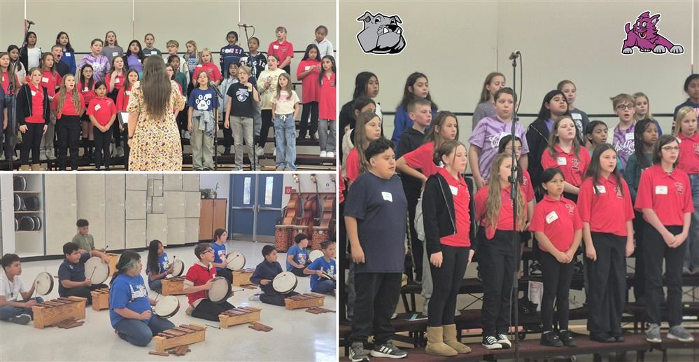 Students from Lakewood and Wright elementary schools in music/chorus class.